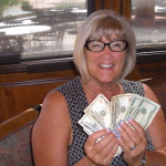 Sandra Ramaker was the big winner Wednesday at the Dames' Luncheon, winning half of the 50/50 money pot. Joann Beeny was the lucky winner of the other half. Submitted photo.