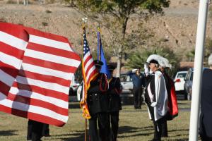 Mesquite Fire Department Honor Guard assisted by the Knights of Columbus present the Colors prior to the closing of ‘One Thousand Flags over Mesquite’. Photo by Lou Martin