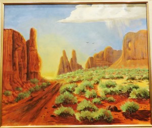 James Lanier painted to Marilyn Ball's Contrasts of Mojave County