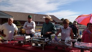 From left to right, Councilman Geno Withelder, Congressman Cresent Hardy, Councilman George Rapson and Virgin Valley Water District Vice President Barbara Ellestad were serving up breakfast to attendees at the annual Mayor's Pancake Breakfast on May 2. Photo by Stephanie Frehner.