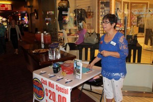 Lydia LeDuc was on hand Saturday, Sep. 26 to help promote the Mesquite Chamber of Commerce Cash Mob at J.S. Merchants gift shop. Photo by Barbara Ellestad.