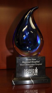 Mesa View Regional Hospital was recognized by the Nevada Donor Network as 2015’s ‘Most Collaborative Hospital’ in the state. Photo by Barbara Ellestad.