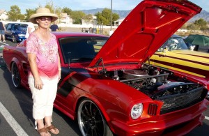 Susan Fuschetto of Mesquite shows off her recently purchased Mustang at the Eureka Casino Resort on Saturday, Oct. 24 as part of the annual Rotary Car Show and Chili Cook-off. Photo by Burton Weast.