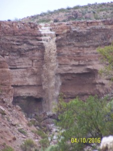 When it rains enough, passers-by can see these waterfalls from Old Highway 91 near Beaver Dam. Photo courtesy of Cheryl McGehee.