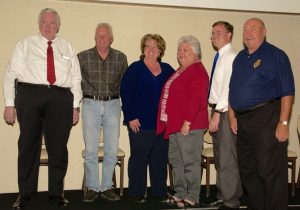  Council candidates (Left to Right) Dave Ballweg, George Rapson, CJ Larsen, Cindi Delaney, Dave West and Mike Benham at the Forum.