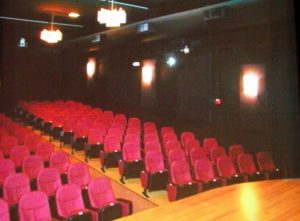 Post renovation of theatre seating and walls.  What were once stark white walls are now painted black and lined with acoustical material.  Once the lighting is complete the MCT will be the best little black box theatre around.  Photo credit Bob Nelson