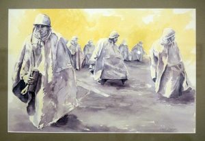 “Korean War Memorial Washing D.C.” is a watercolor painting by artist Carol Stenger. It’s just one of the many works of art on display through the month of September for Mesquite’s Fine Art Invitational. Photo by Teri Nehrenz 