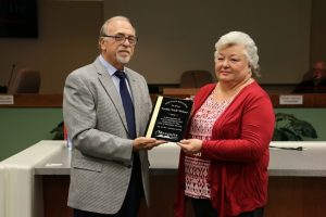 Outgoing Mesquite City Councilwoman Cindi Delaney was honored for her service in public office by Mesquite Mayor Al Litman on Nov. 22.