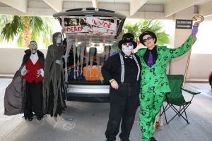 No event would be complete without the stylish representatives from Smith's Food and Drug. Here, Kris King and Mary Ferguson prepare to greet the community at the 10th Annual Trunk or Treat Event on Oct. 31. Photo by Stephanie Clark.