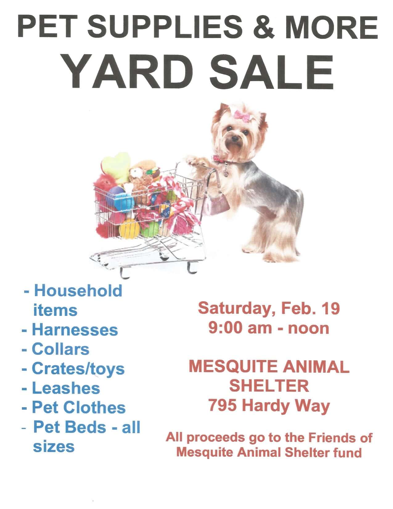 Friends of Mesquite Animal Shelter Yard Sale Feb 19th | Mesquite Local News